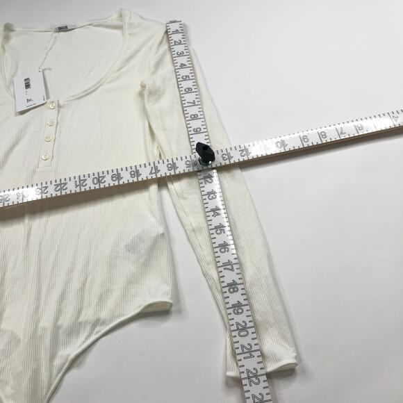 Wolford NEW Small Henley String Long Sleeve Button Top Bodysuit White 79208 HRJ - Picture 5 of 12